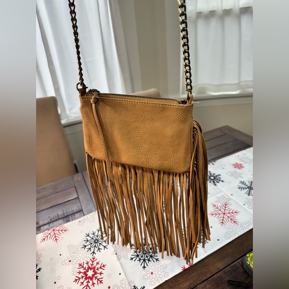 Carlos by Carlos Santana leather fringe crossbody bag, western/hobo style, brown